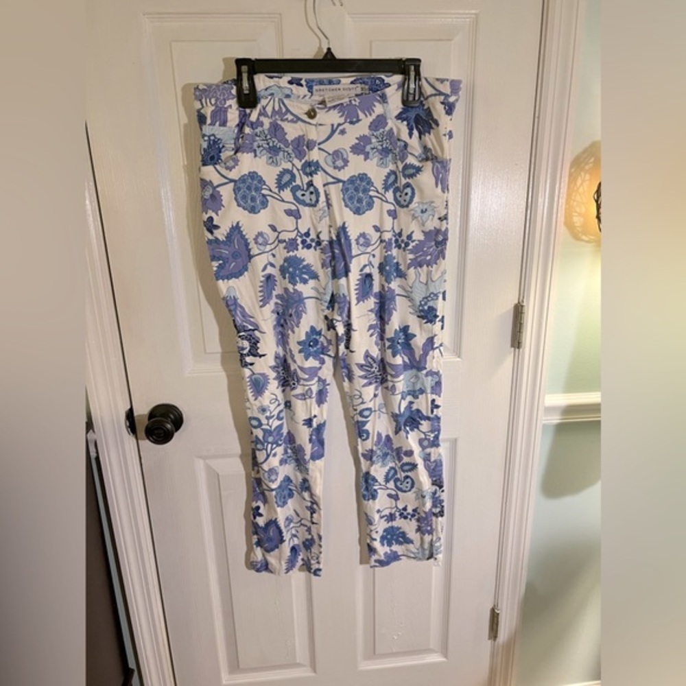Gretchen Scott blue floral pants sz M - Picture 1 of 4